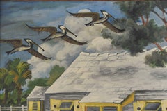 Midcentury Florida Beach Scene Painting