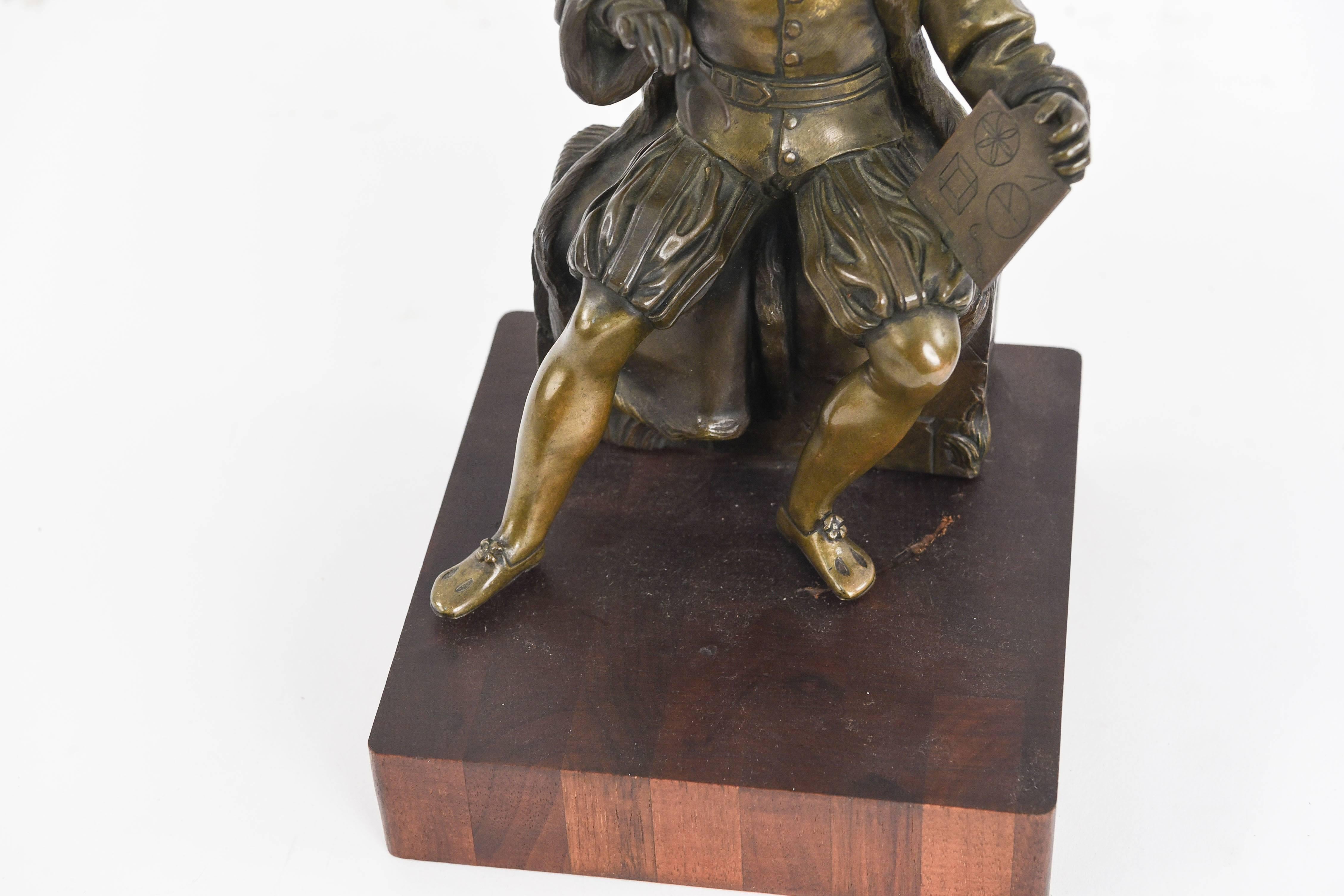 French Bronze Sculpture of Mathematician In Good Condition In Norwalk, CT