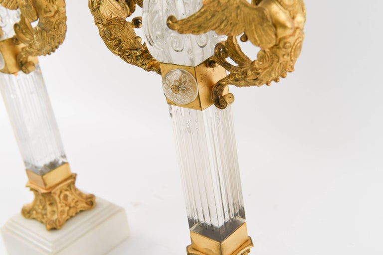 Rock Crystal and Ormolu French Eagle Candelabra For Sale 3