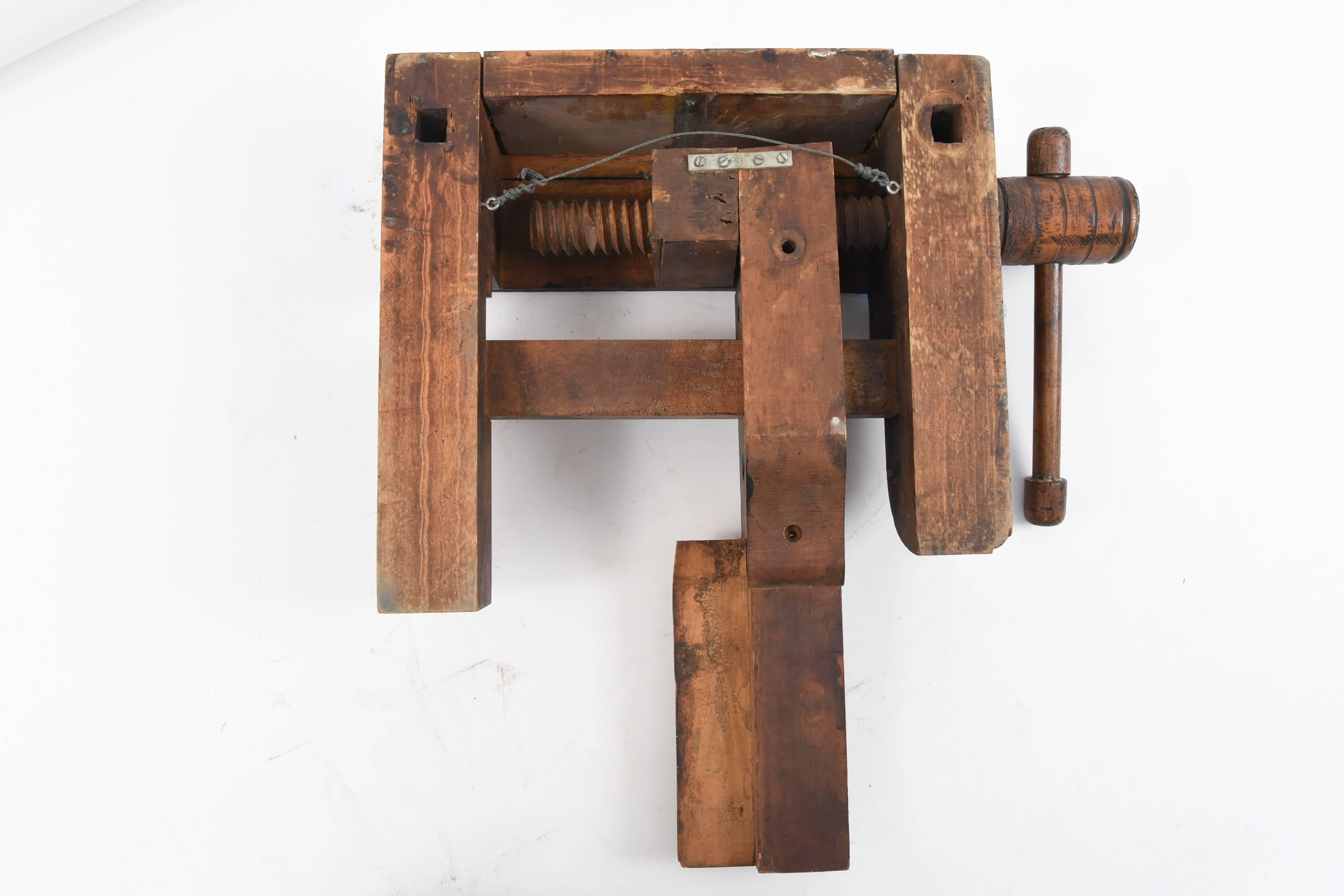 Antique Wooden Workbench Vise or Wall Sculpture 1