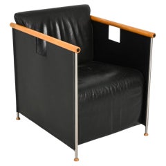 Pierre Mazairac & Karel Boonzaaijer « The Box » : fauteuil de salon en cuir néerlandais, vers les années 1980
