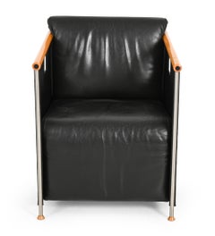 Pierre Mazairac & Karel Boonzaaijer « The Box » : fauteuil de salon en cuir néerlandais, vers les années 1980