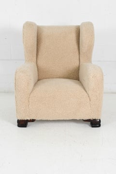 Lassen Style Lambswool Lounge Chair & Ottoman C. 1940s