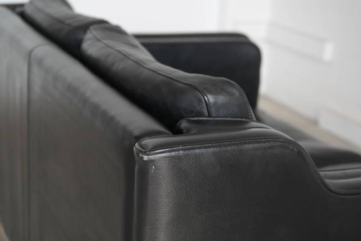 Børge Mogensen Model 2212 Style Two-Seat Sofa in Black Leather by Stouby 2