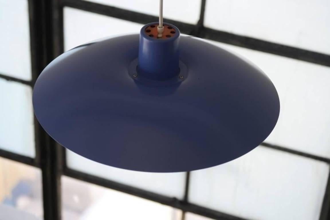 This is a Classic PH 4/3 pendant light by Poul Henningsen for Louis Poulsen originally launched in 1966. This is of a newer manufacture and in superb condition. Vibrant blue color. This listing is for a single light, but we have multiple available.