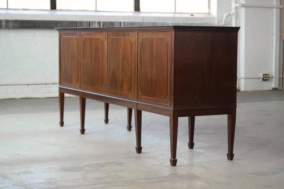 Frits Henningsen Low Sideboard in Mahogany English Hepplewhite Style In Good Condition In Norwalk, CT