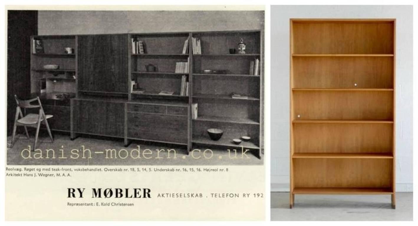 Mid-20th Century Hans Wegner for Ry Mobler Model#8 Tall Bookcase in Oak
