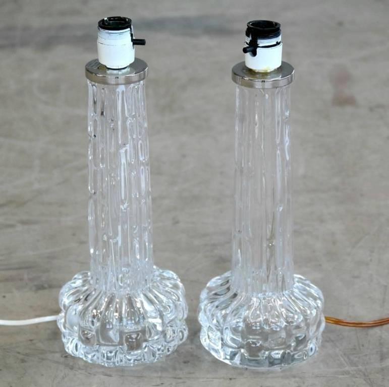 Mid-20th Century Pair of Swedish Glass Table Lamps