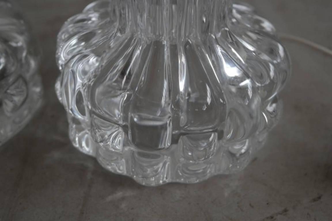 Pair of Swedish Glass Table Lamps In Excellent Condition In Norwalk, CT