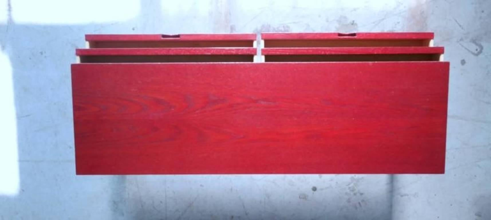 Mid-Century Modern Red Stained Oak Low Sideboard or Console by Kai Kristiansen for Aksel Kjersgaard