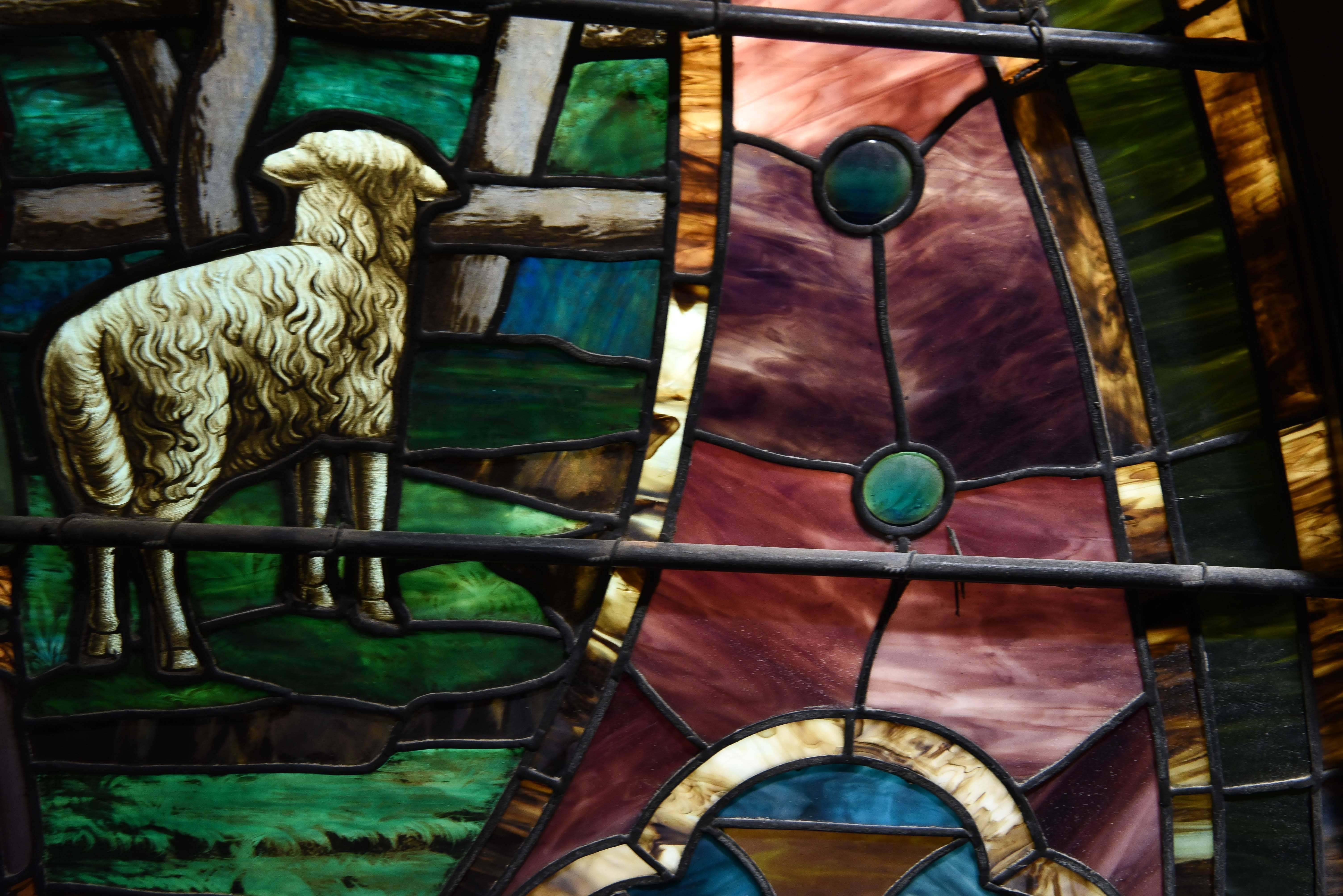 American Monumental Stained Glass Pictoral Window, circa 1880