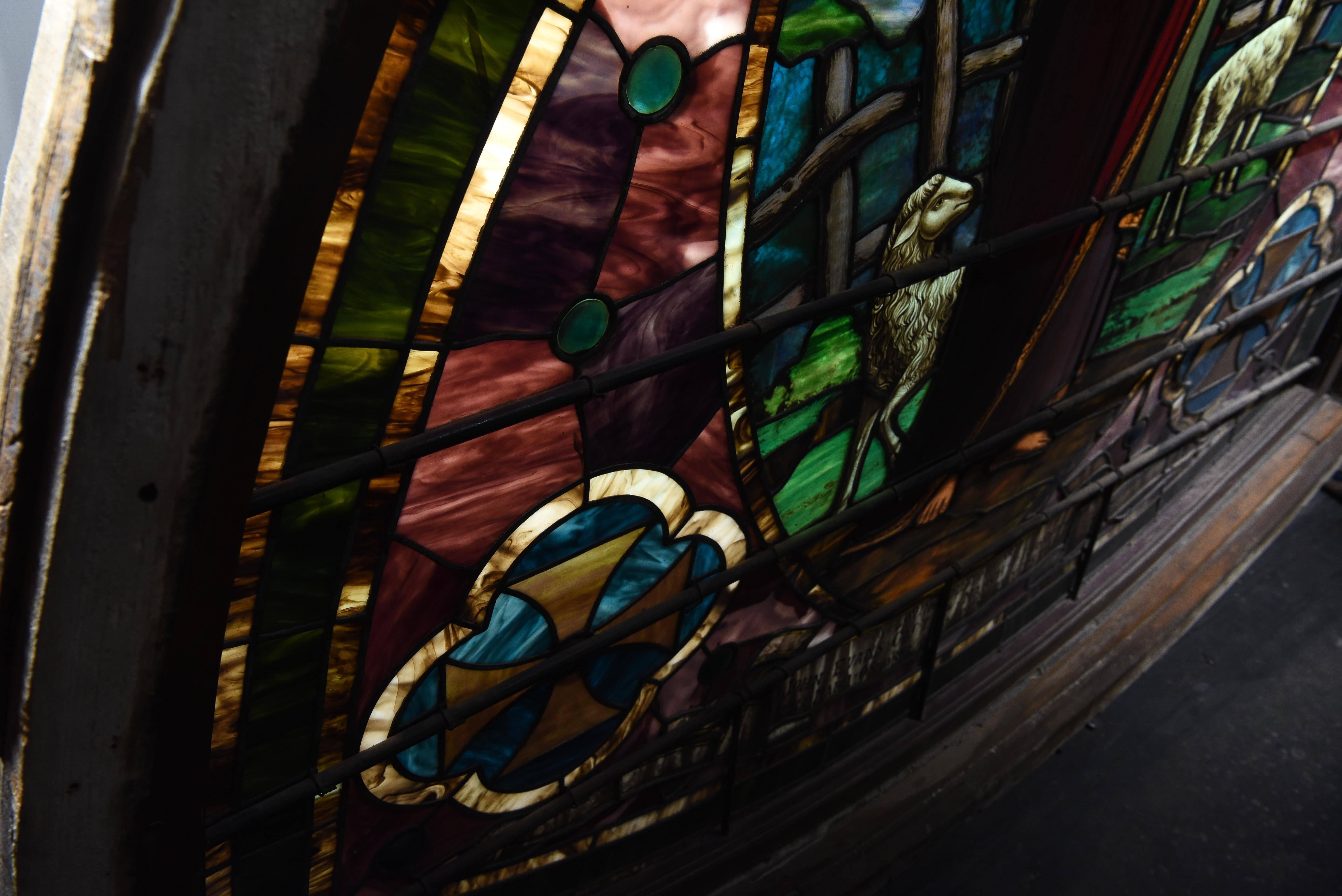 19th Century Monumental Stained Glass Pictoral Window, circa 1880