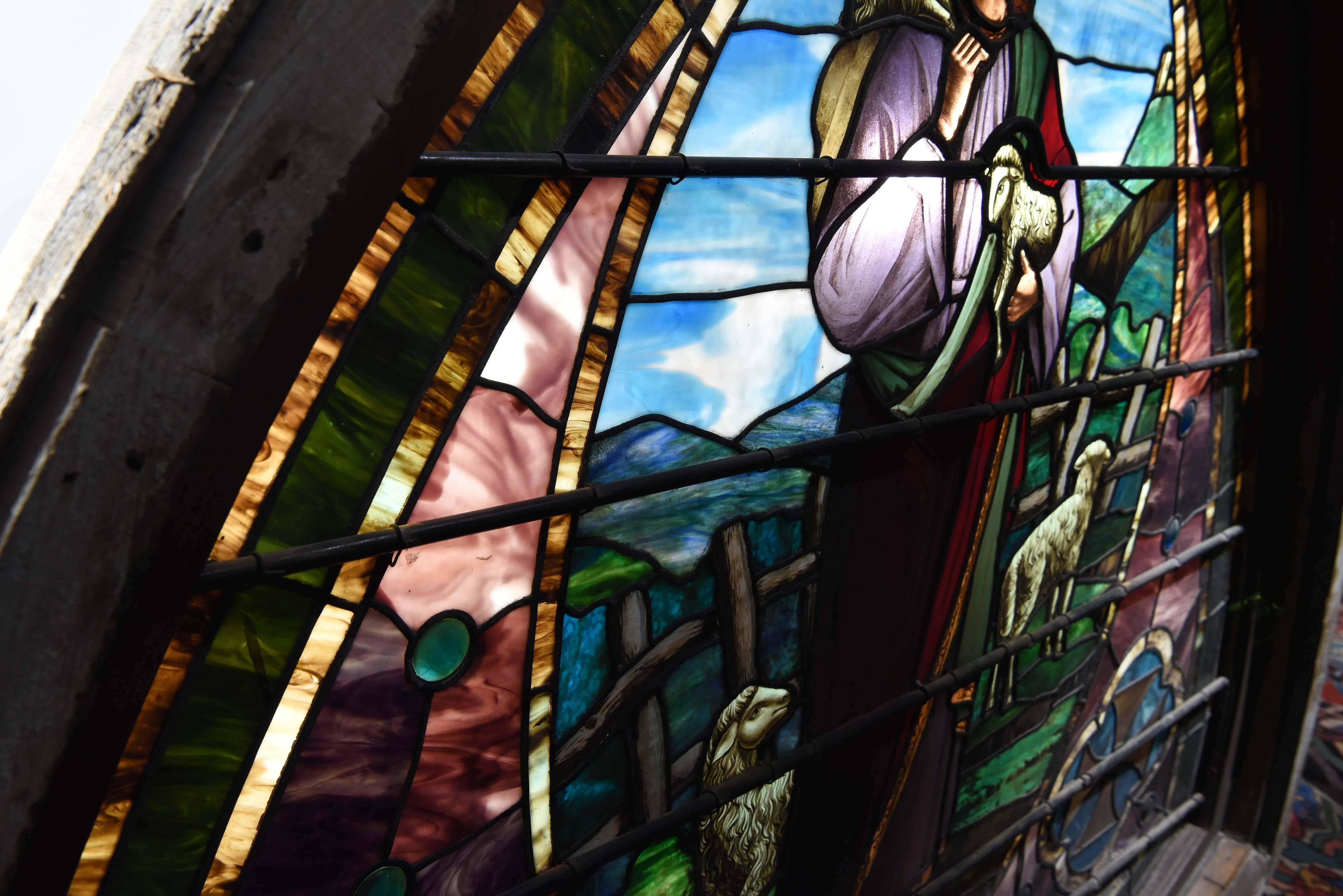 Monumental Stained Glass Pictoral Window, circa 1880 1