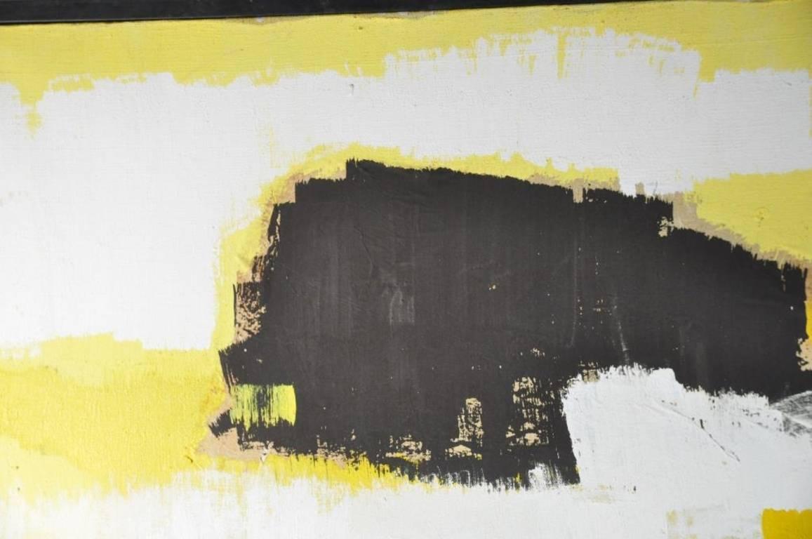 Louise S. Bradley Yellow and Black Abstract Painting, 1966 In Excellent Condition In Norwalk, CT