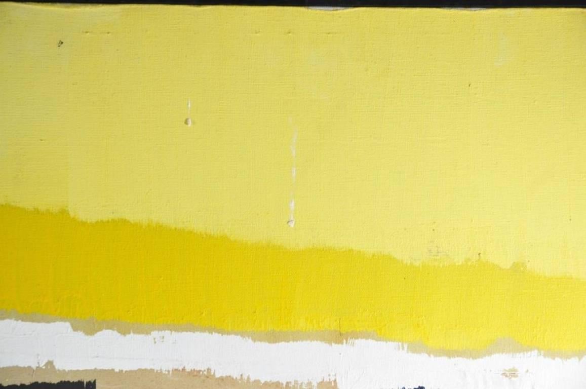 Mid-20th Century Louise S. Bradley Yellow and Black Abstract Painting, 1966