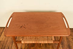 Mid-Century Danish Teak Side Table with Magazine Rack