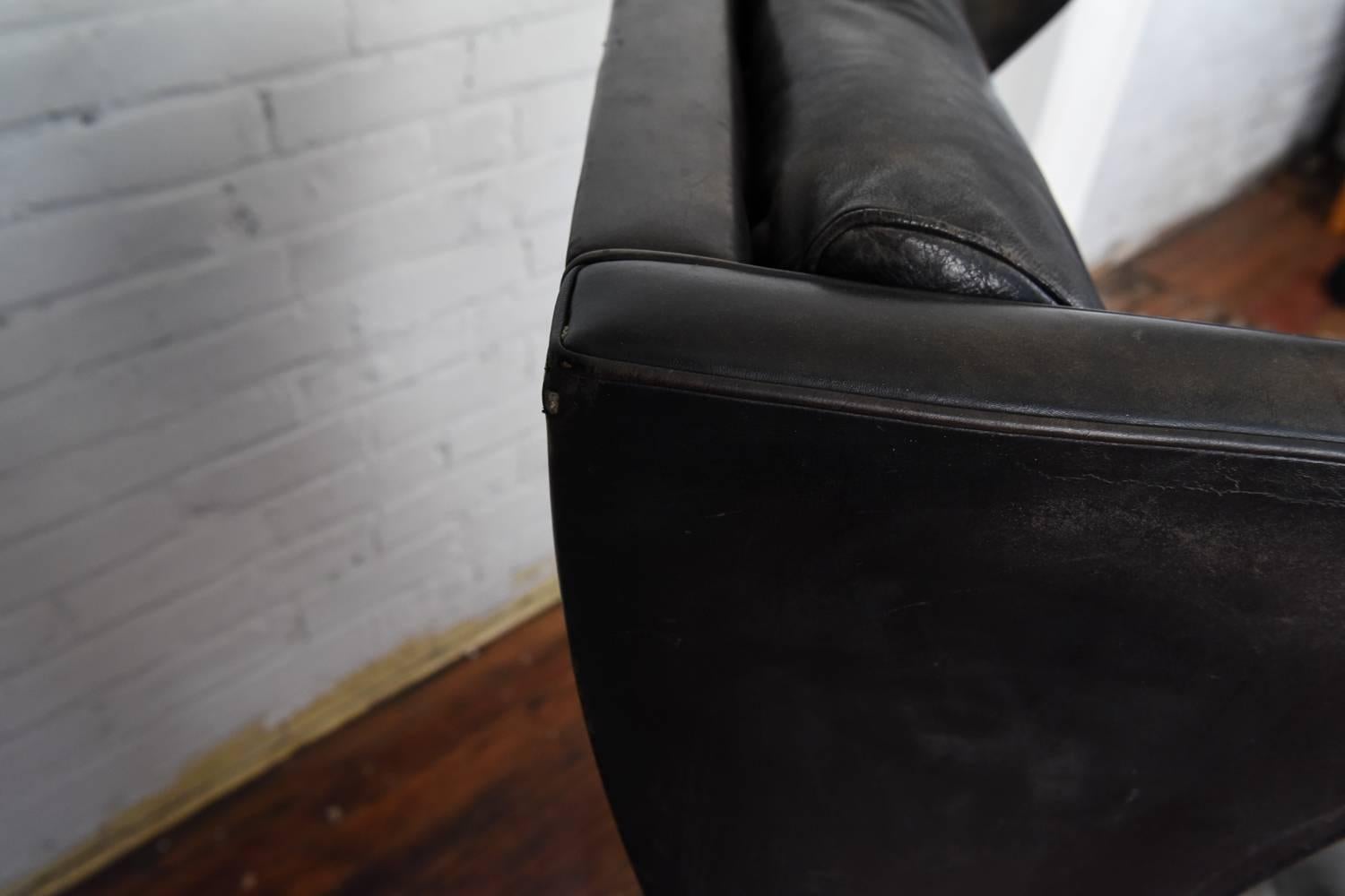 Mid-20th Century Børge Mogensen Danish 1960s Leather Wingback Lounge Chair 2204