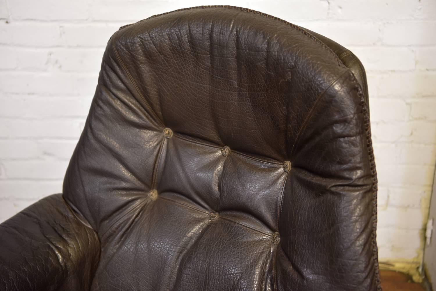 Mid-Century Modern Mid-Century Leather Lounge Chair by H.W. Klein