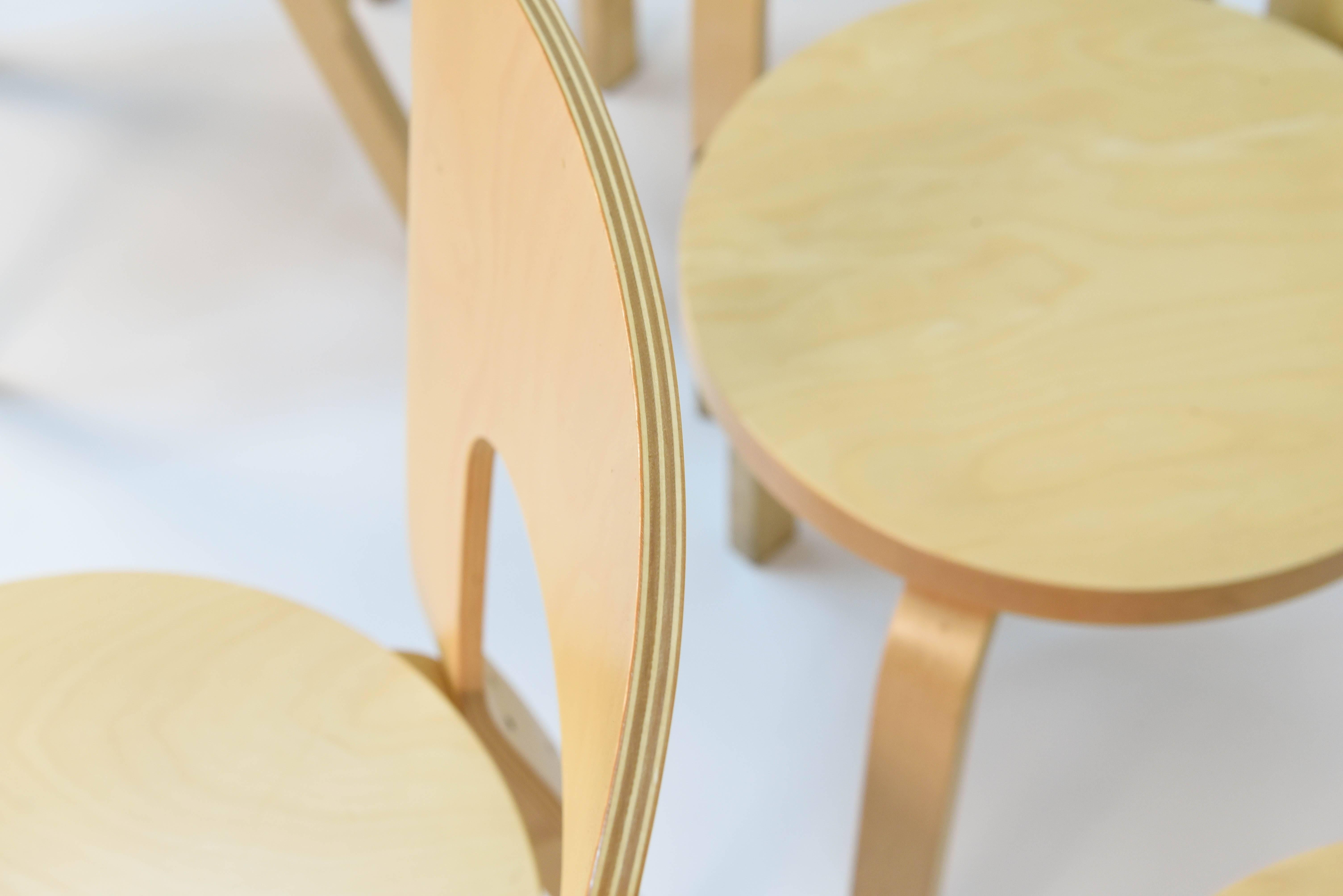 Veneer Set of Six Alvar Aalto for Artek High Back Chairs Model 66
