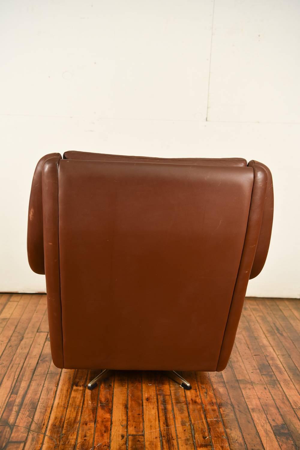Mid-20th Century Aage Christensen Model Ambassador High Back Lounge Chair in Chocolate Leather