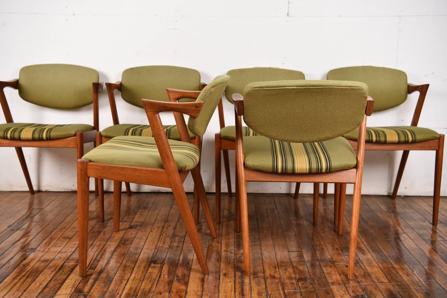 Mid-20th Century Set of Six Kai Kristiansen Model 42 Z Teak Dining Chairs