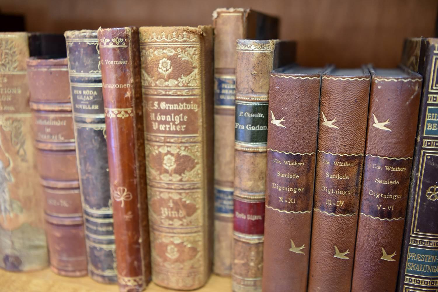 American Classical Early 20th Century and Earlier Danish Leather Bound Books