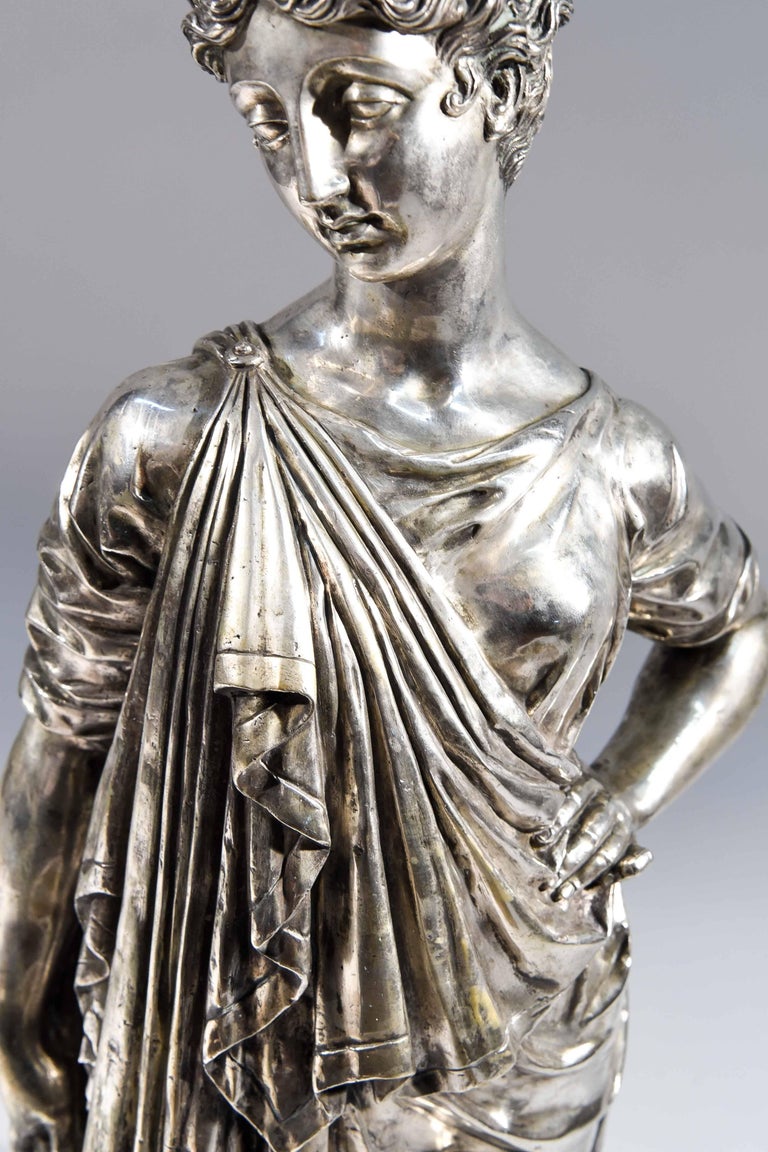 Solid Coin Silver Sculpture of Roman Goddess For Sale at 1stDibs