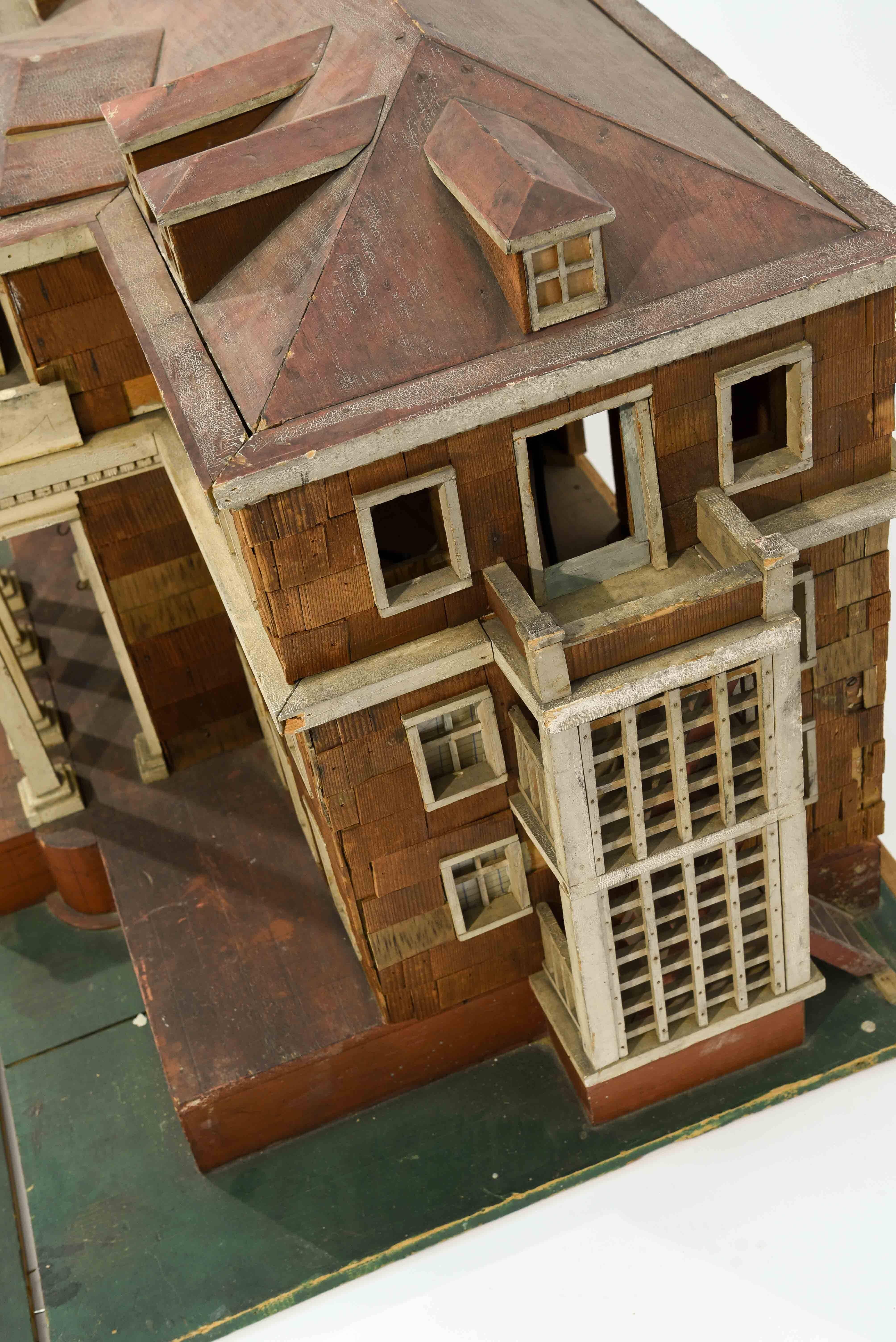 Large Wooden Architectural House Model In Good Condition In Norwalk, CT