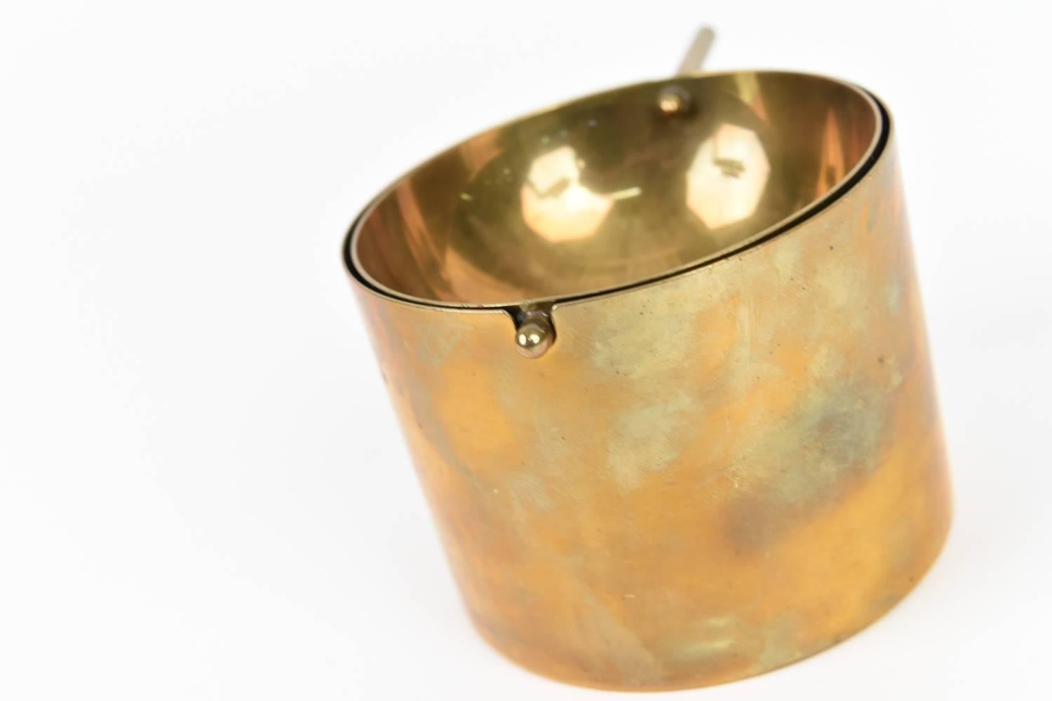 Danish Rare Limited Brass Cylinda-Line Ashtray by Arne Jacobsen for Stelton