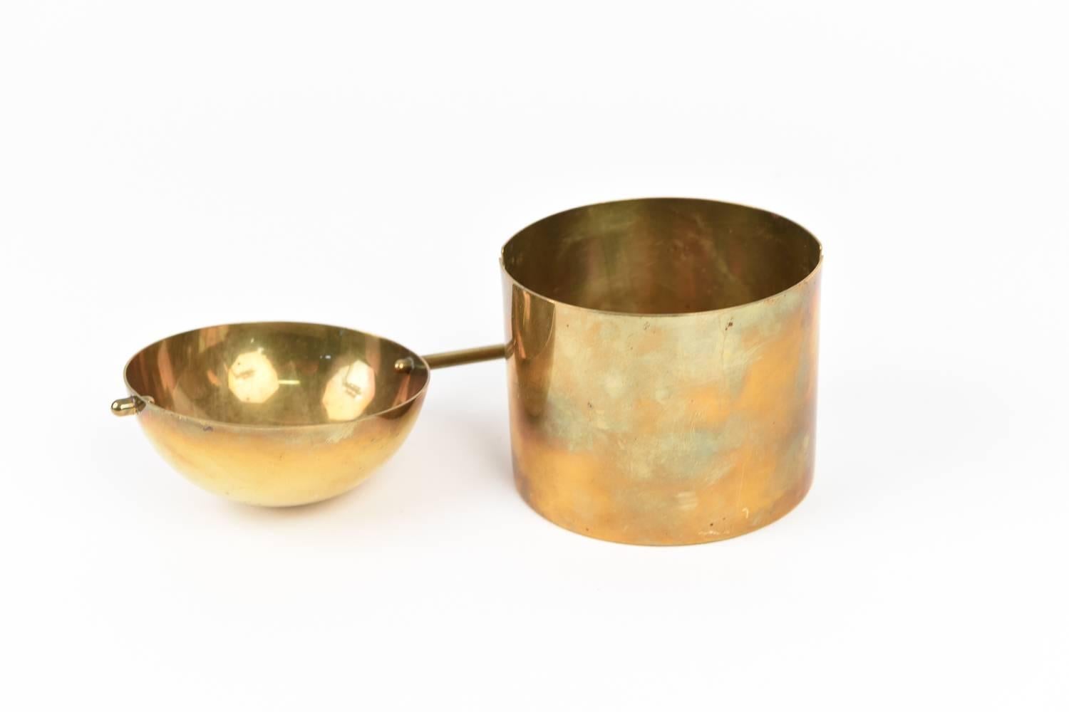 Rare Limited Brass Cylinda-Line Ashtray by Arne Jacobsen for Stelton In Excellent Condition In Norwalk, CT