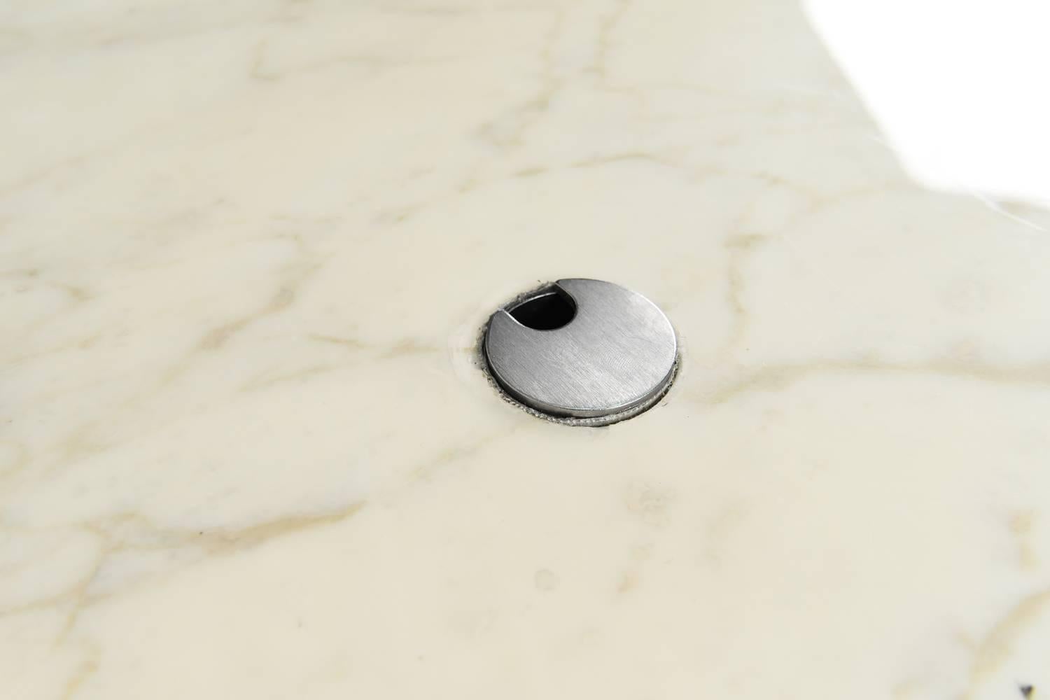 Florence Knoll White Marble Oval Table or Desk on Chromed Steel Base 2