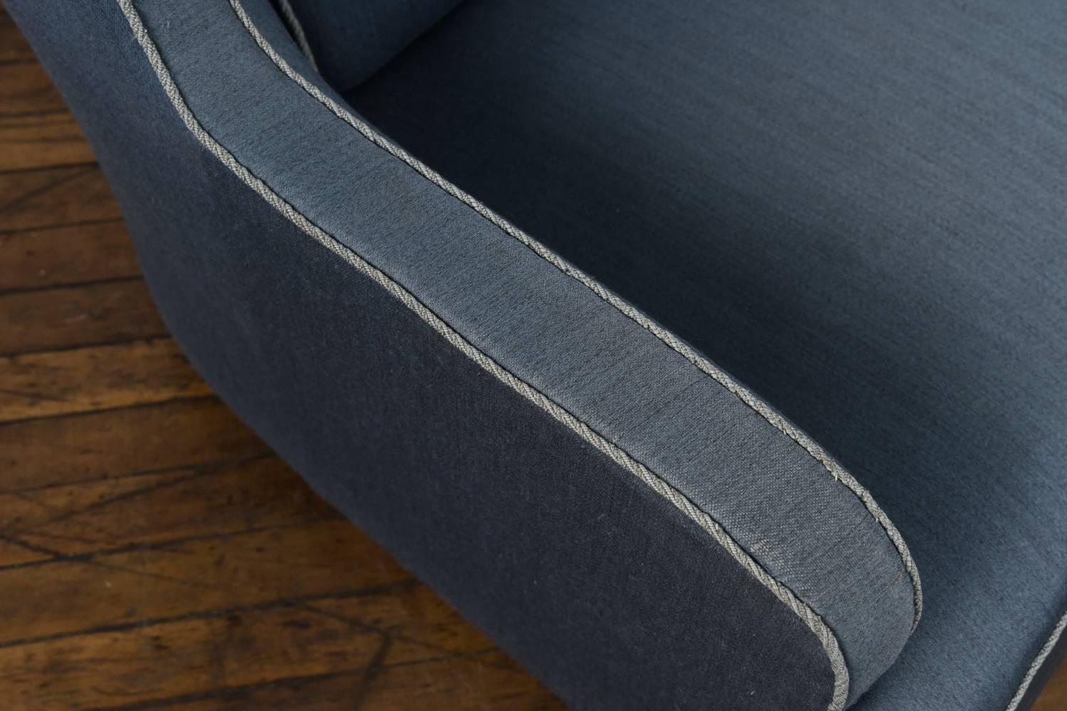 20th Century Danish Mid-Century Blue Upholstered Oversized Lounge Chair