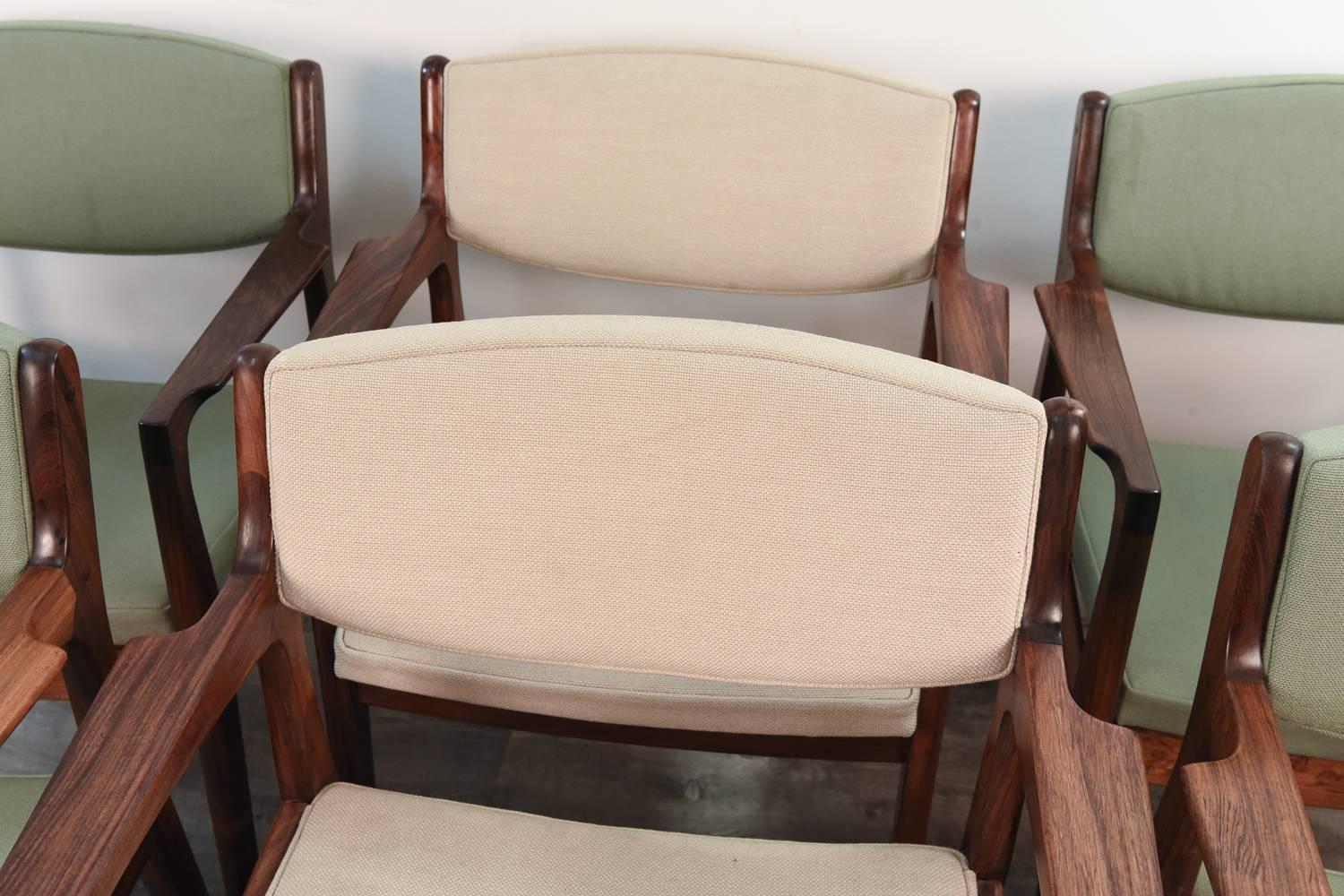 A wonderful grouping of six dining chairs ready for you to decide on your own upholstery.