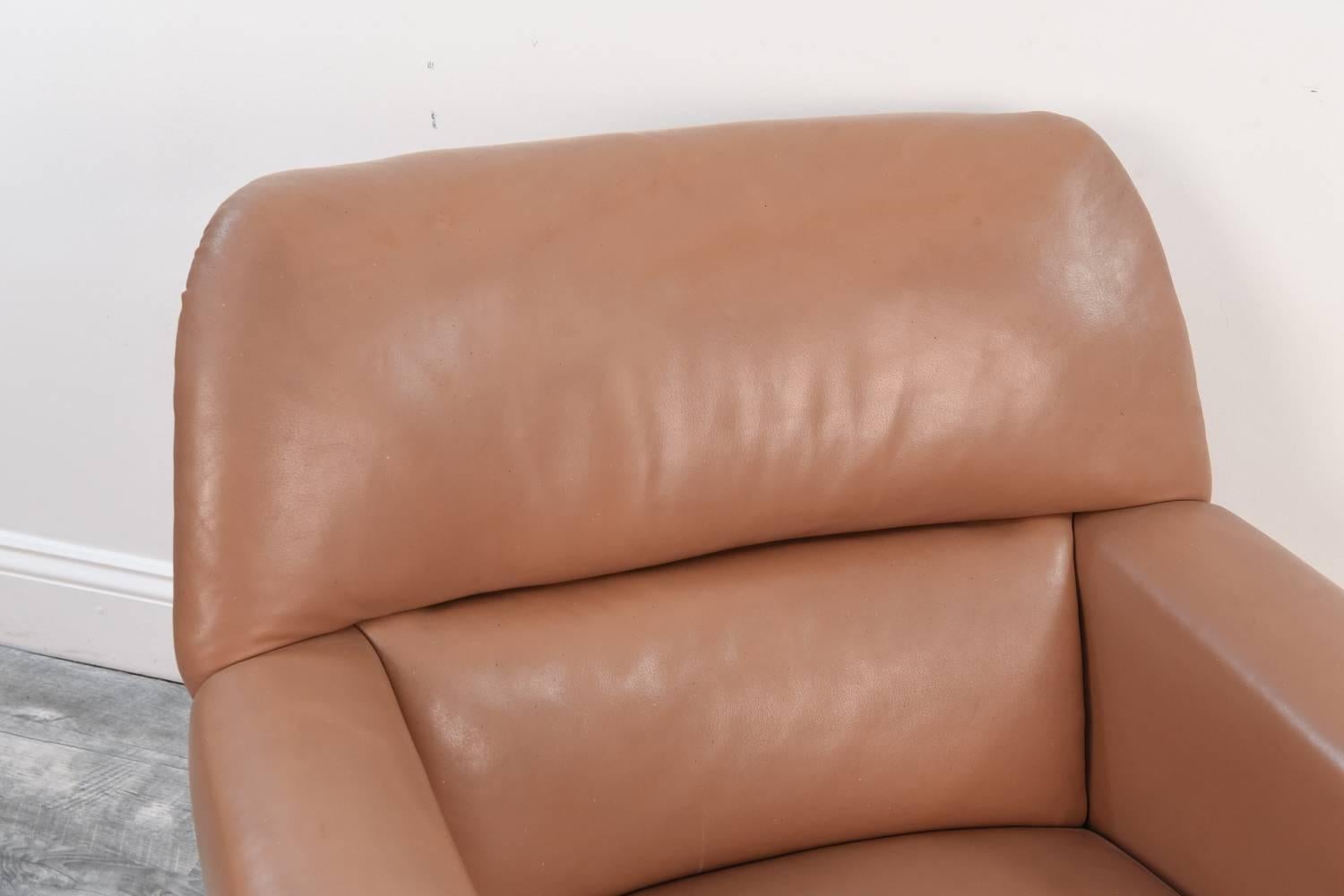 Mid-Century Modern Iconic Tan Colored Leather Lounge Chair by Illum Wikkelsoe