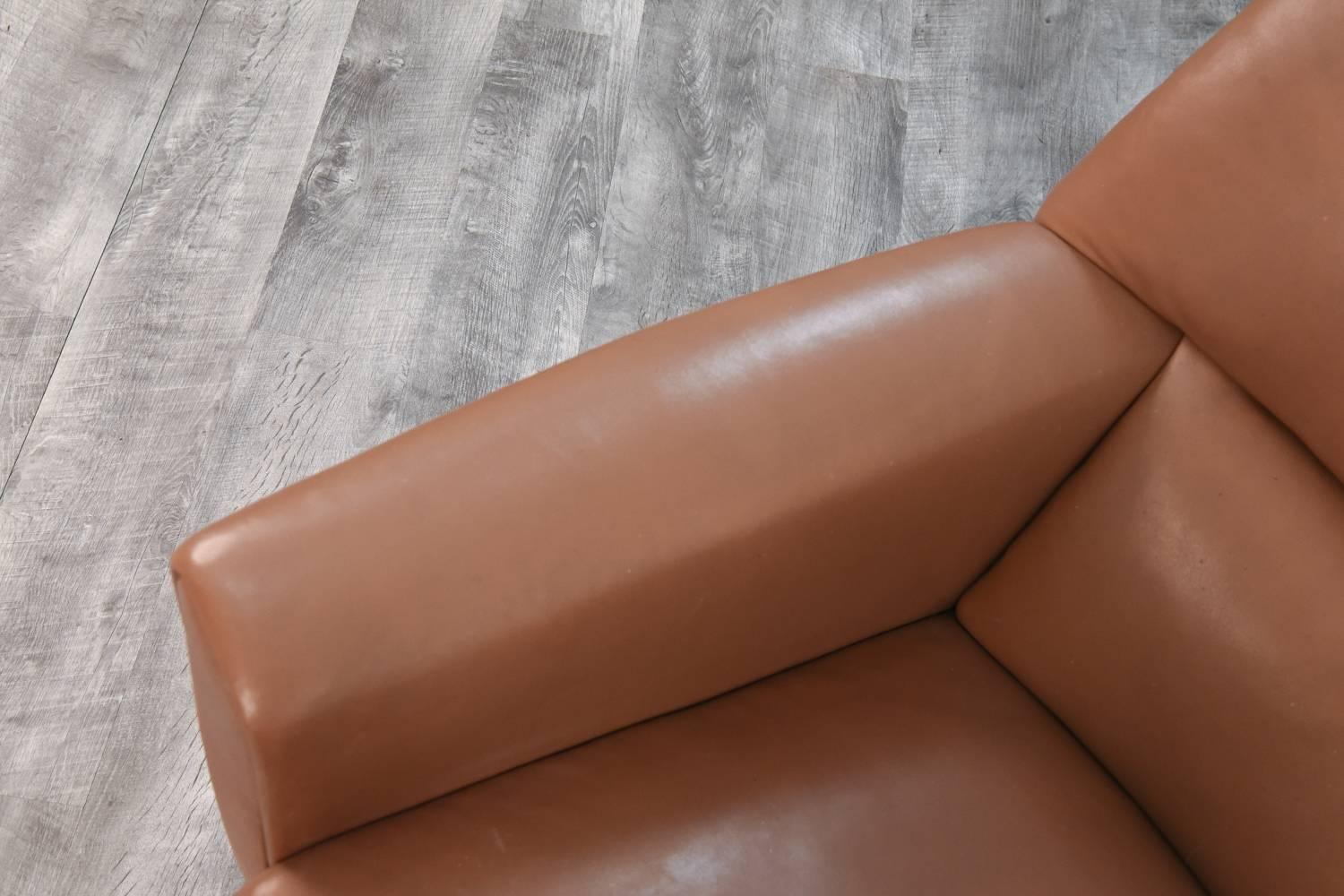 Danish Iconic Tan Colored Leather Lounge Chair by Illum Wikkelsoe