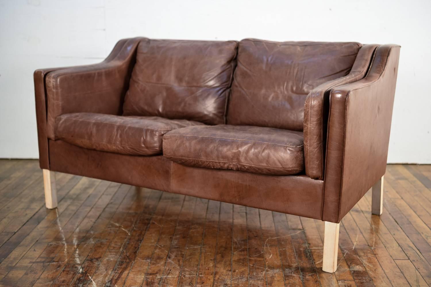 Mid-Century Modern Danish Leather Sofa by Mogens Hansen, 1980s