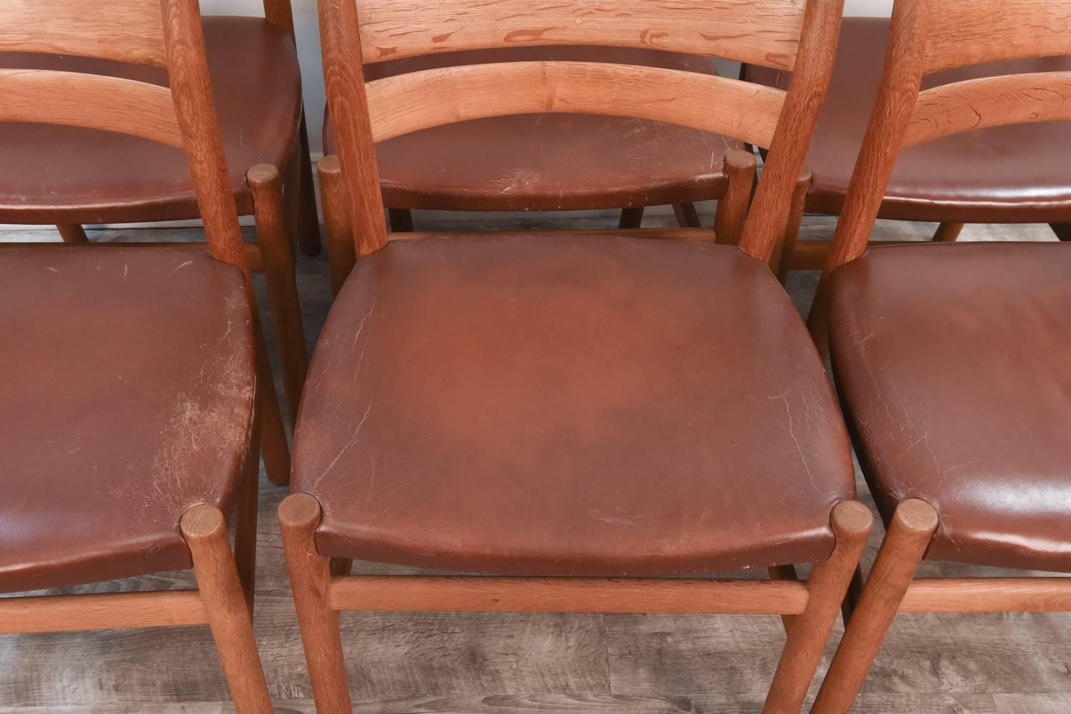 Mid-Century Modern Set of Six Danish BM1 Oak Dining Chairs by Børge Mogensen for C.M. Madsen, 1960s