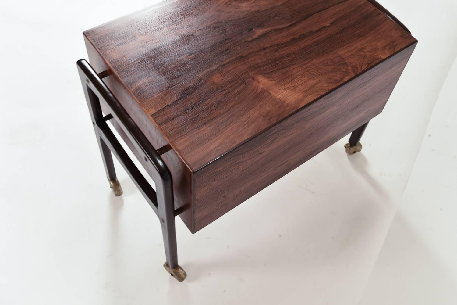Danish Mid-Century Rosewood Rolling Cabinet or Table 2