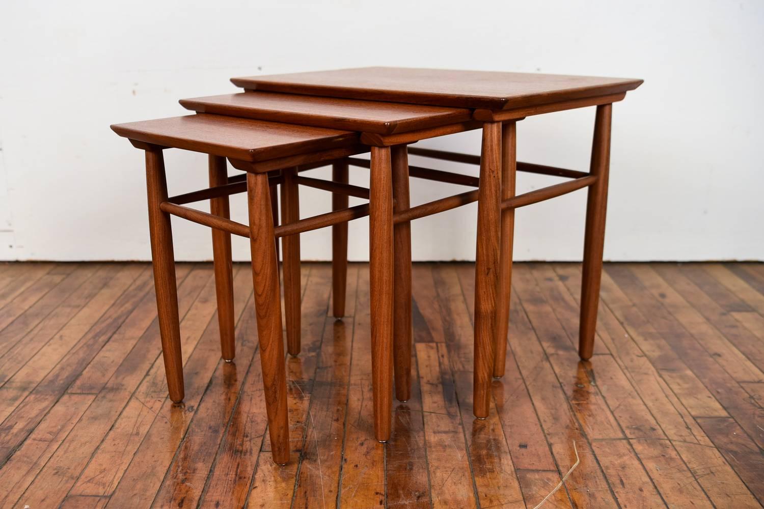 Mid-Century Modern Set of Three Midcentury Danish Teak Nesting Tables