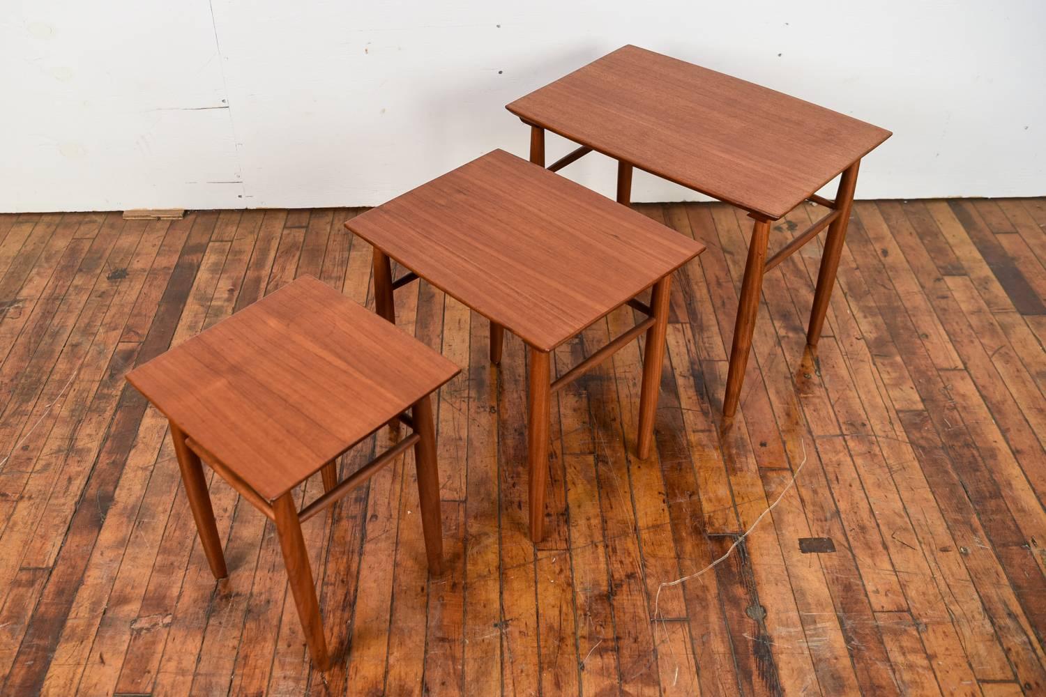 20th Century Set of Three Midcentury Danish Teak Nesting Tables