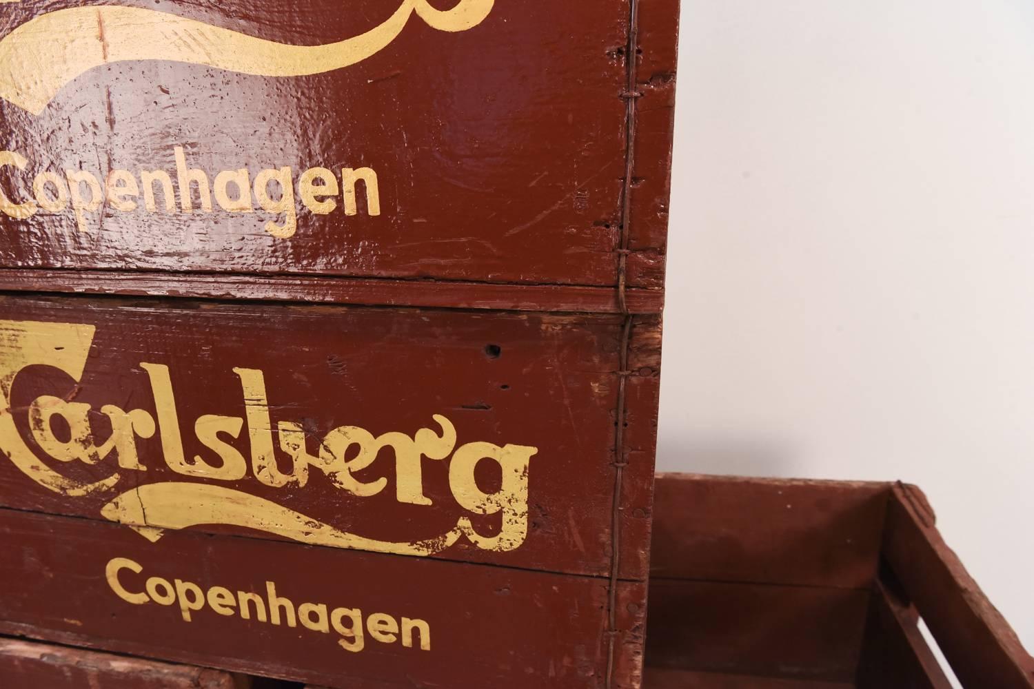 Danish Set of Vintage Carlsberg Beer Copenhagen Crates