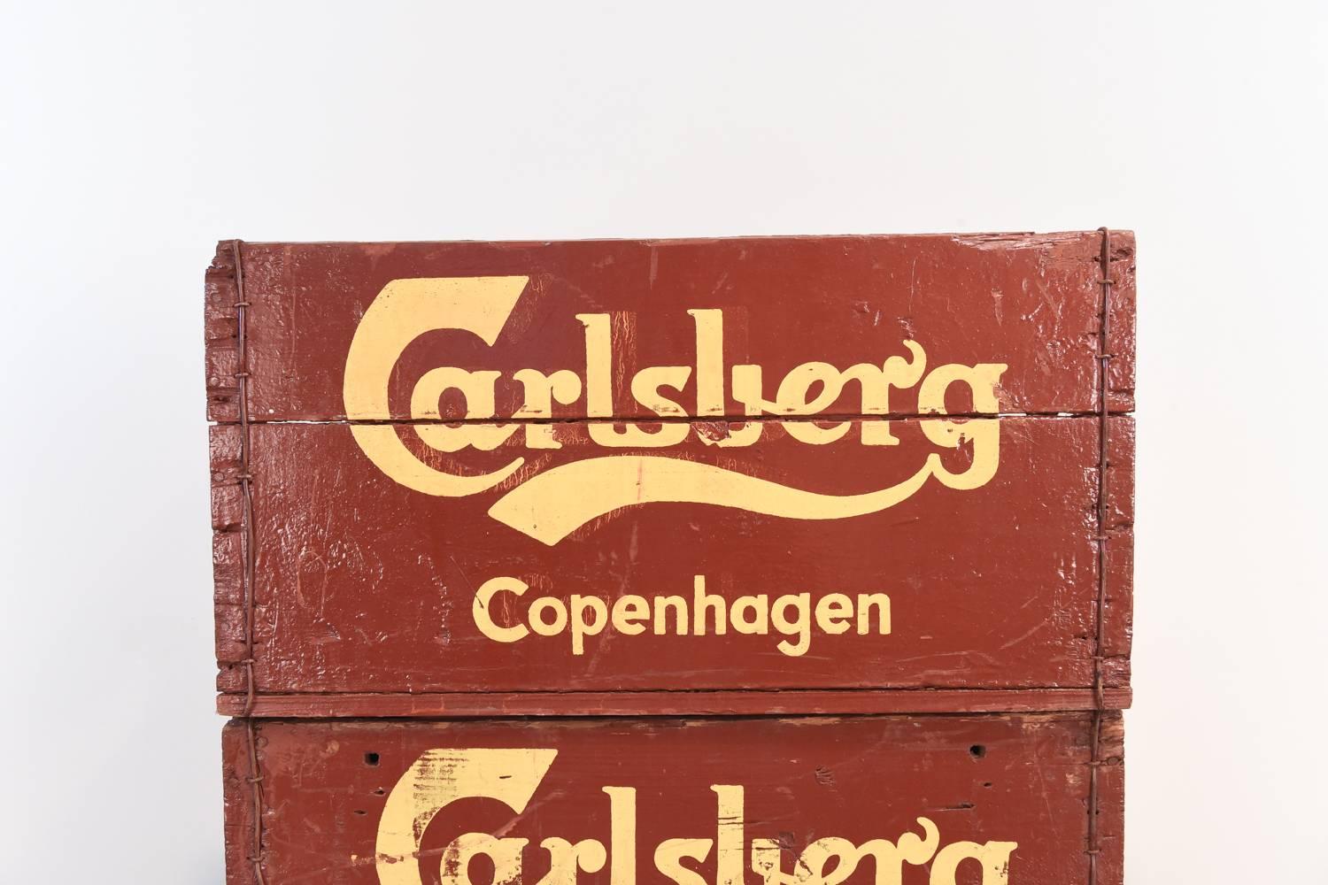Wood Set of Vintage Carlsberg Beer Copenhagen Crates