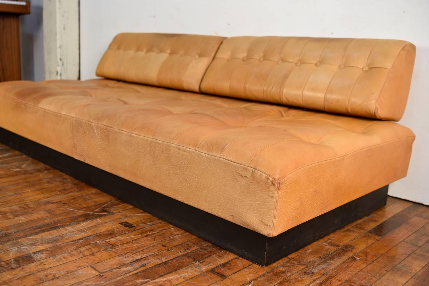 Late 20th Century Danish Midcentury De Sede Style Butterscotch Colored Leather Sofa or Daybed