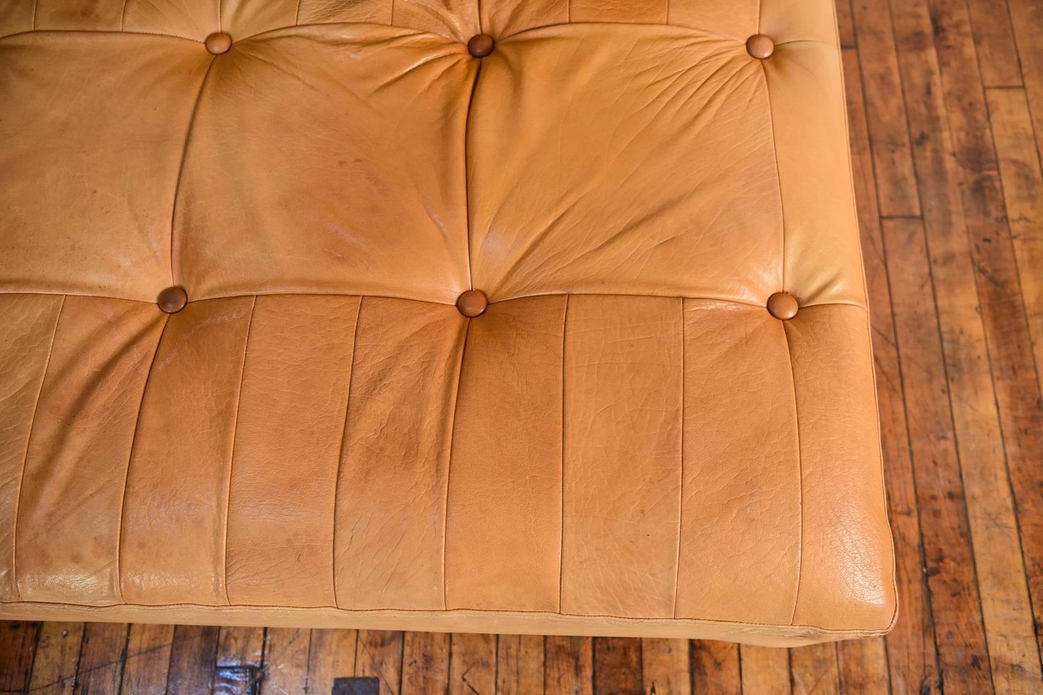Danish Midcentury De Sede Style Butterscotch Colored Leather Sofa or Daybed 1