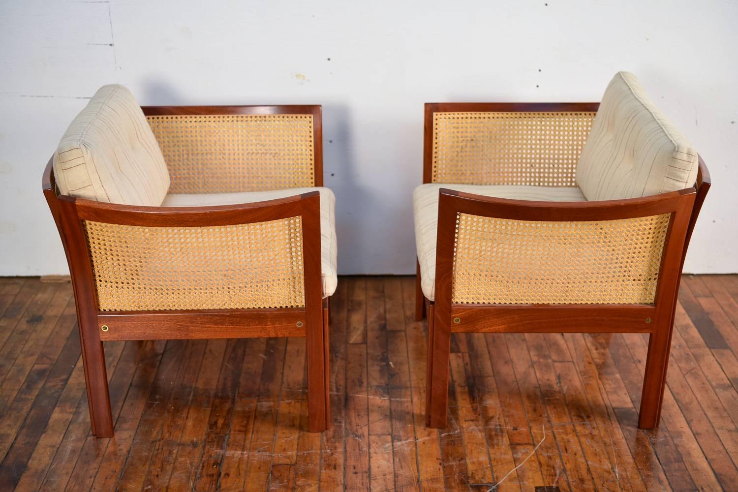 Late 20th Century Pair of Plexus Easy Chairs in Mahogany by Illum Wikkelsø for C. F. Christensen