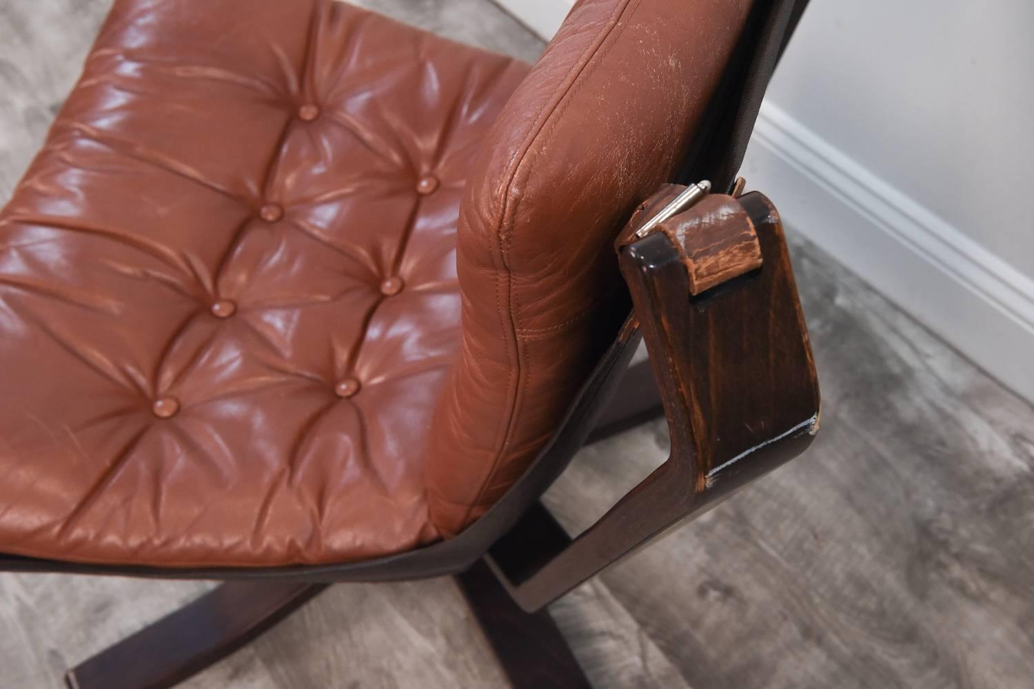 Danish Midcentury Leather Easy Chair In Good Condition In Norwalk, CT