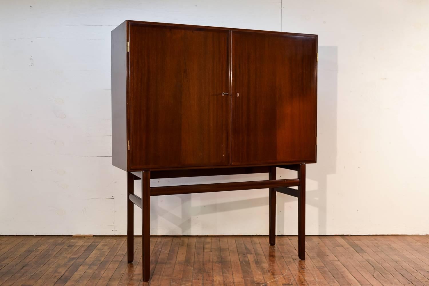 Mid-Century Modern Danish Rungstedlund Mahogany Highboard by Ole Wanscher for Poul Jeppesen