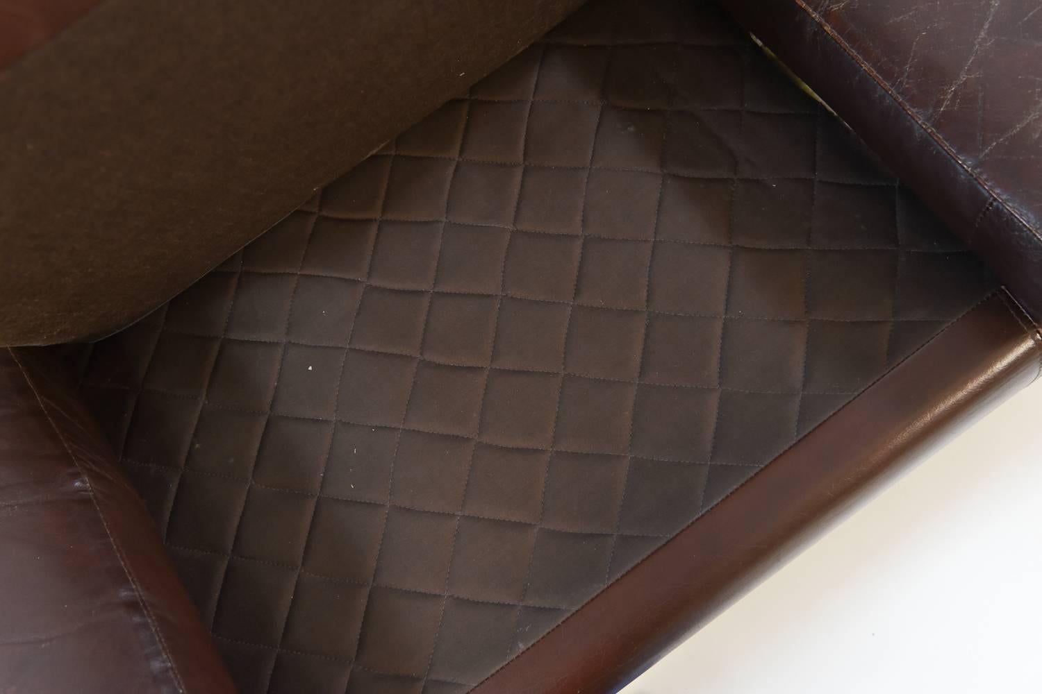 Danish Midcentury Three-Seat Sofa in Chocolate Brown Leather 3