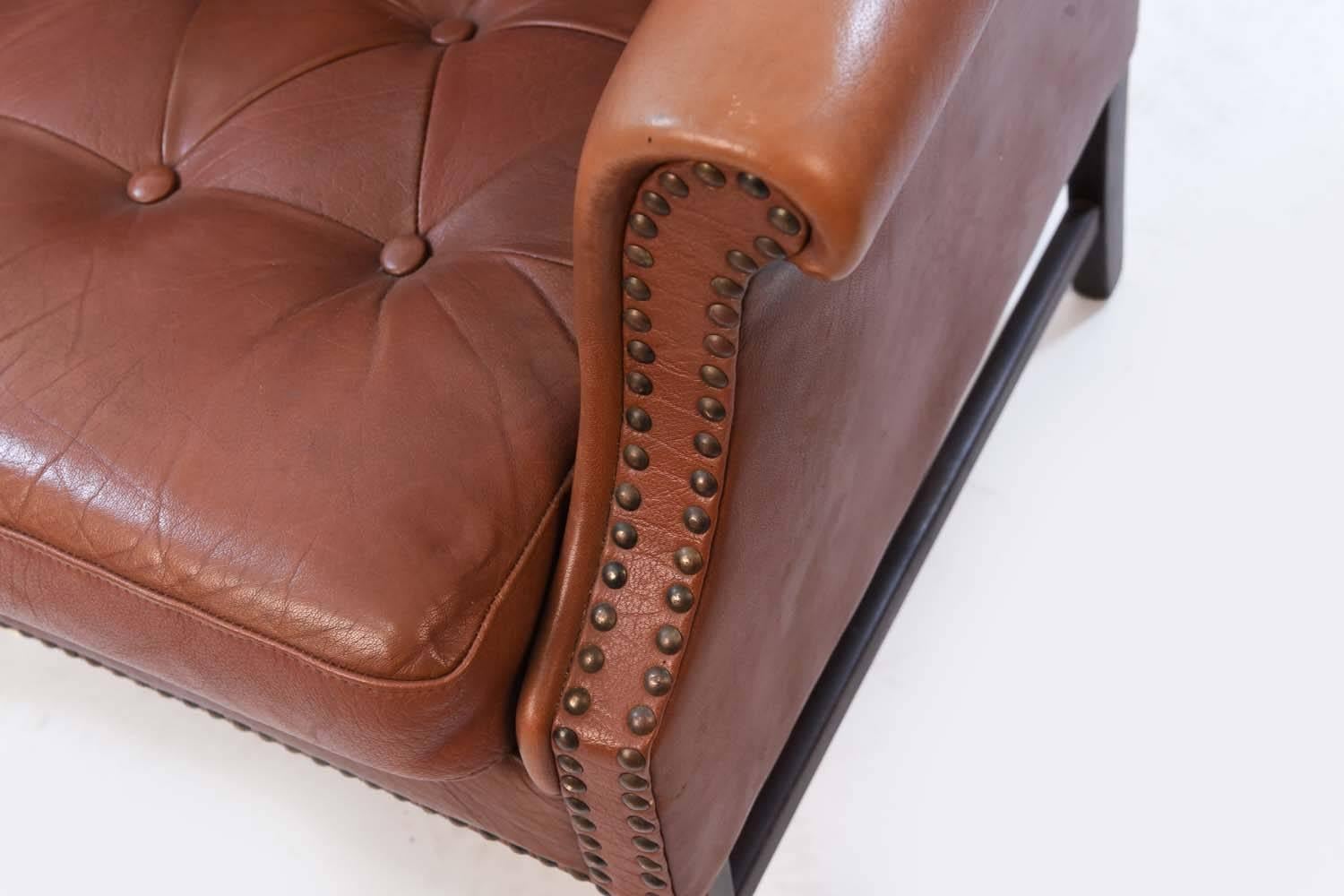 20th Century Leather Wingback Chair