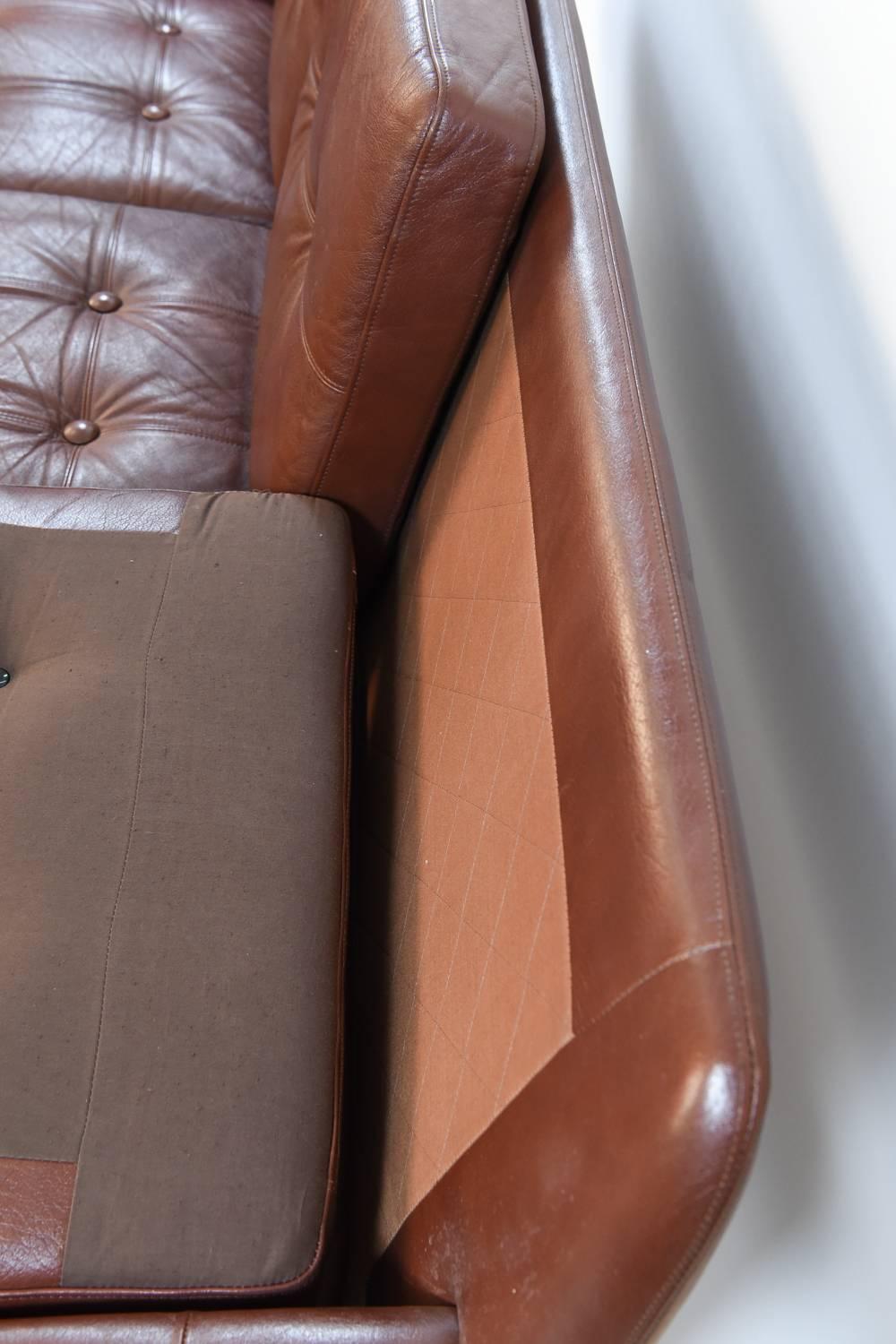 Svend Skipper Danish Midcentury Leather Three-Seat Sofa 3